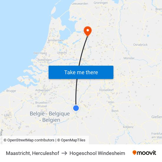 Maastricht, Herculeshof to Hogeschool Windesheim map