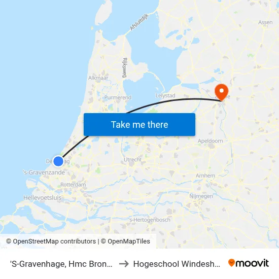 'S-Gravenhage, Hmc Bronovo to Hogeschool Windesheim map