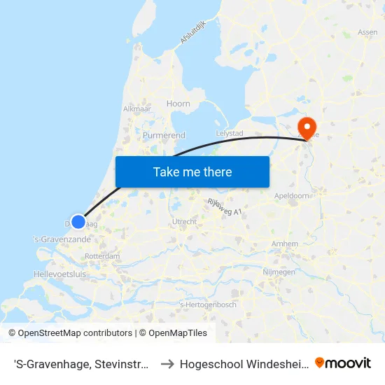 'S-Gravenhage, Stevinstraat to Hogeschool Windesheim map