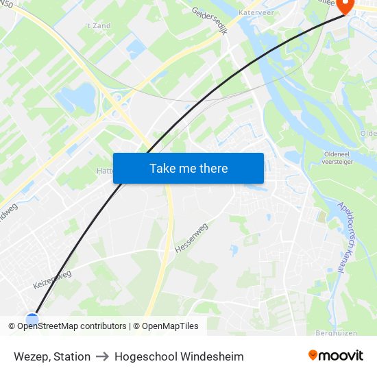 Wezep, Station to Hogeschool Windesheim map