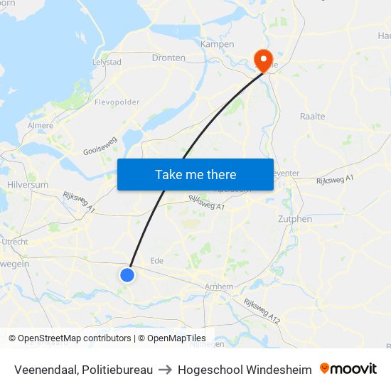 Veenendaal, Politiebureau to Hogeschool Windesheim map