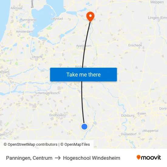 Panningen, Centrum to Hogeschool Windesheim map