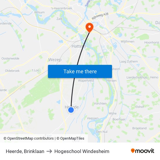 Heerde, Brinklaan to Hogeschool Windesheim map