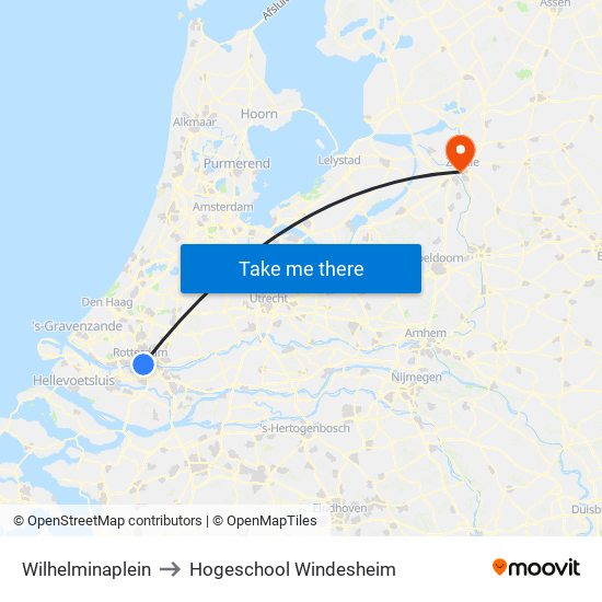 Wilhelminaplein to Hogeschool Windesheim map