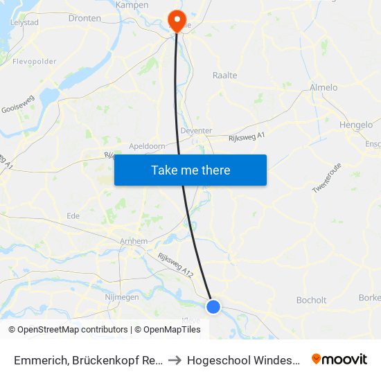 Emmerich, Brückenkopf Rechts to Hogeschool Windesheim map