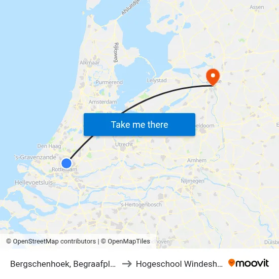 Bergschenhoek, Begraafplaats to Hogeschool Windesheim map