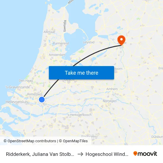 Ridderkerk, Juliana Van Stolbergstraat to Hogeschool Windesheim map