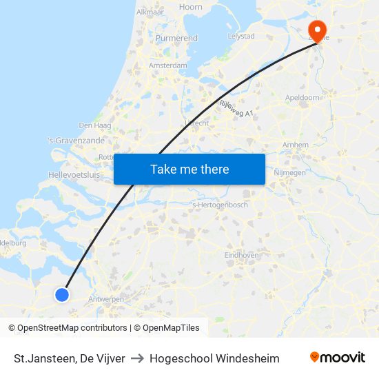 St.Jansteen, De Vijver to Hogeschool Windesheim map