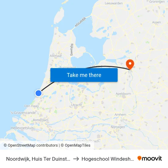 Noordwijk, Huis Ter Duinstraat to Hogeschool Windesheim map