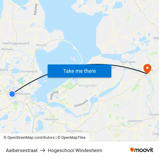 Aalbersestraat to Hogeschool Windesheim map