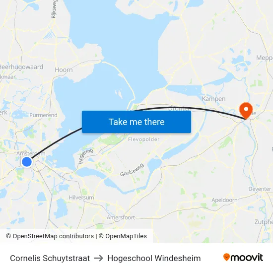 Cornelis Schuytstraat to Hogeschool Windesheim map