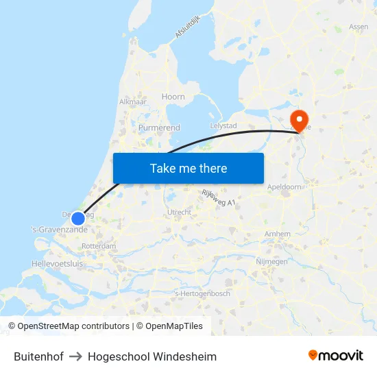 Buitenhof to Hogeschool Windesheim map