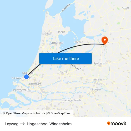 Leyweg to Hogeschool Windesheim map