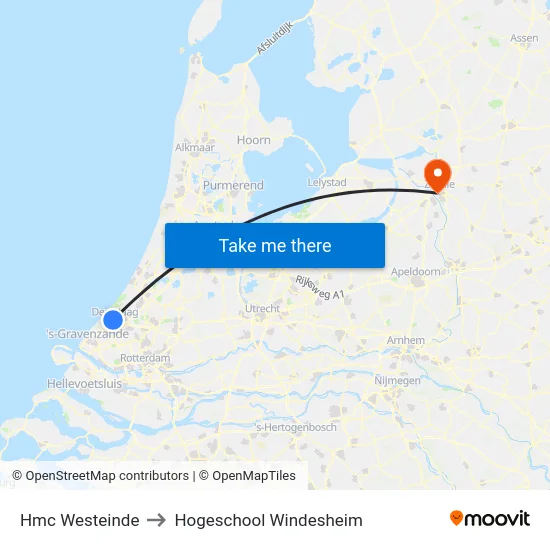 Hmc Westeinde to Hogeschool Windesheim map