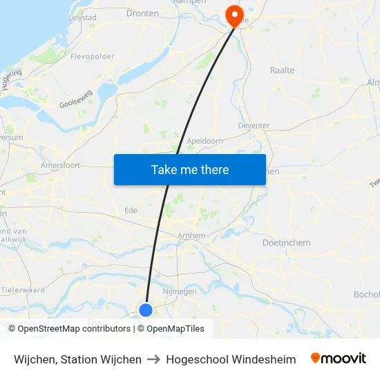 Wijchen, Station Wijchen to Hogeschool Windesheim map