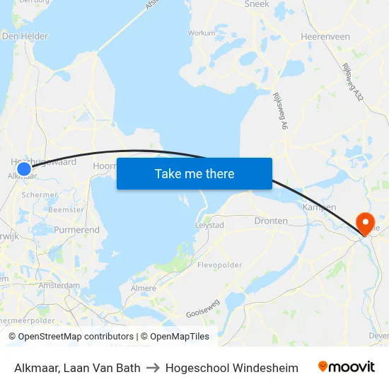 Alkmaar, Laan Van Bath to Hogeschool Windesheim map