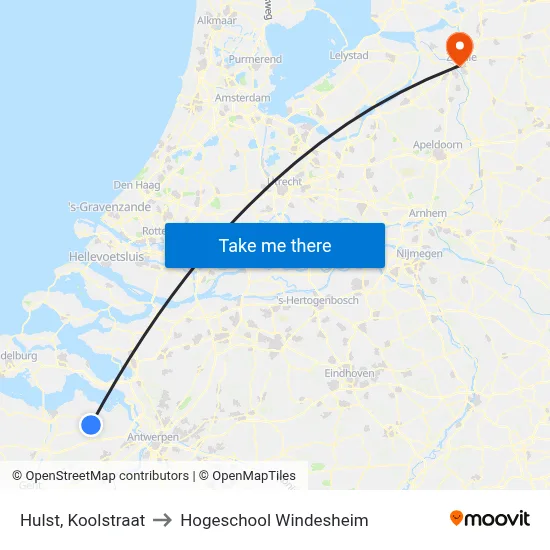 Hulst, Koolstraat to Hogeschool Windesheim map