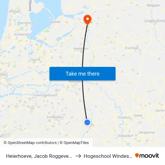 Heierhoeve, Jacob Roggeveenweg to Hogeschool Windesheim map