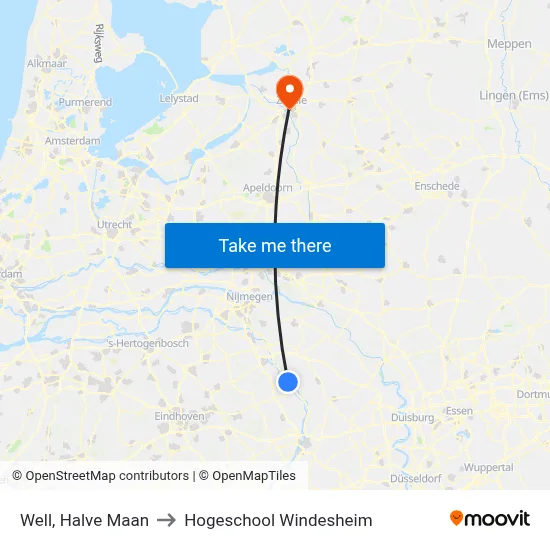 Well, Halve Maan to Hogeschool Windesheim map