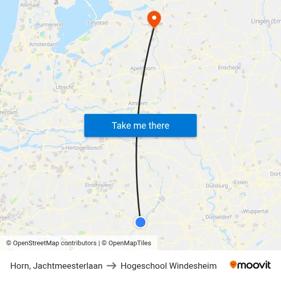 Horn, Jachtmeesterlaan to Hogeschool Windesheim map