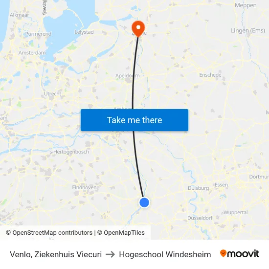 Venlo, Ziekenhuis Viecuri to Hogeschool Windesheim map