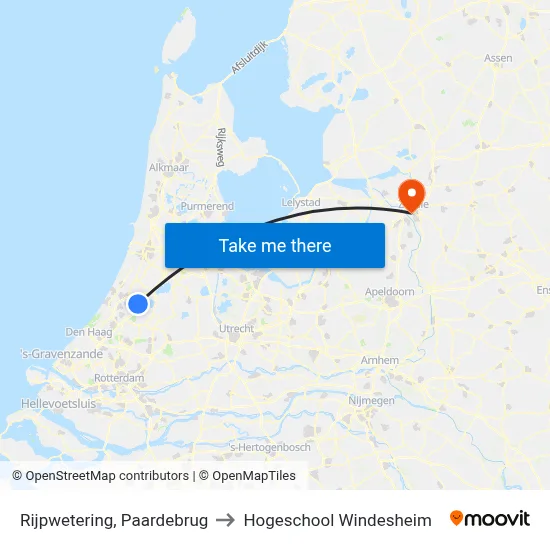Rijpwetering, Paardebrug to Hogeschool Windesheim map