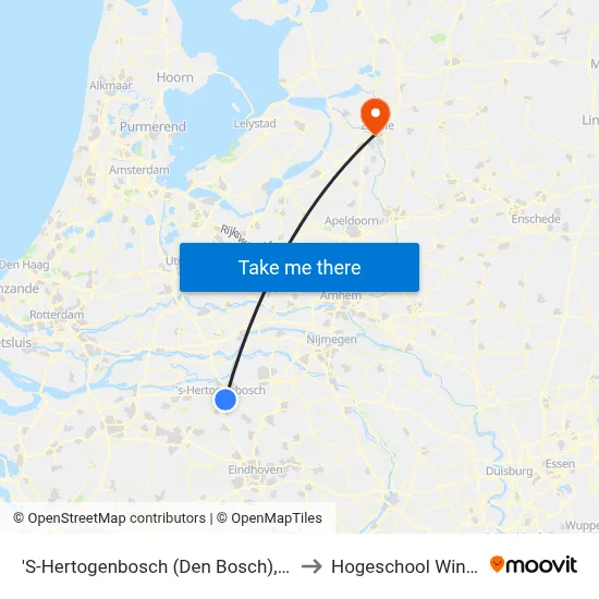 'S-Hertogenbosch (Den Bosch), Provinciehuis to Hogeschool Windesheim map