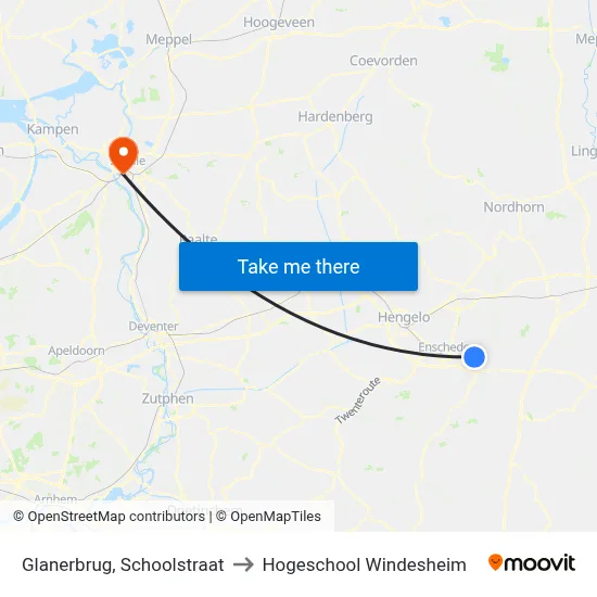Glanerbrug, Schoolstraat to Hogeschool Windesheim map