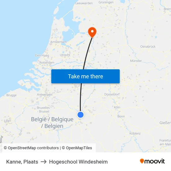 Kanne, Plaats to Hogeschool Windesheim map