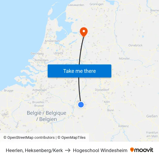 Heerlen, Heksenberg/Kerk to Hogeschool Windesheim map