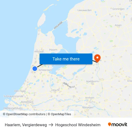 Haarlem, Vergierdeweg to Hogeschool Windesheim map