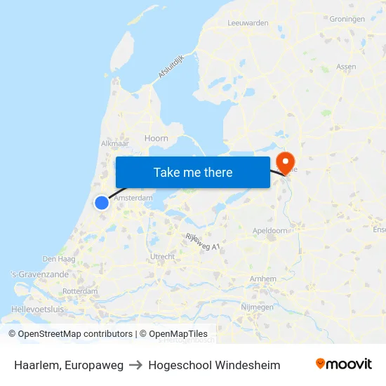 Haarlem, Europaweg to Hogeschool Windesheim map
