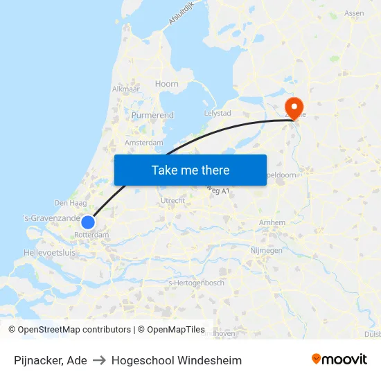 Pijnacker, Ade to Hogeschool Windesheim map