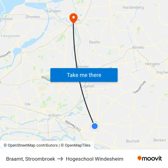 Braamt, Stroombroek to Hogeschool Windesheim map