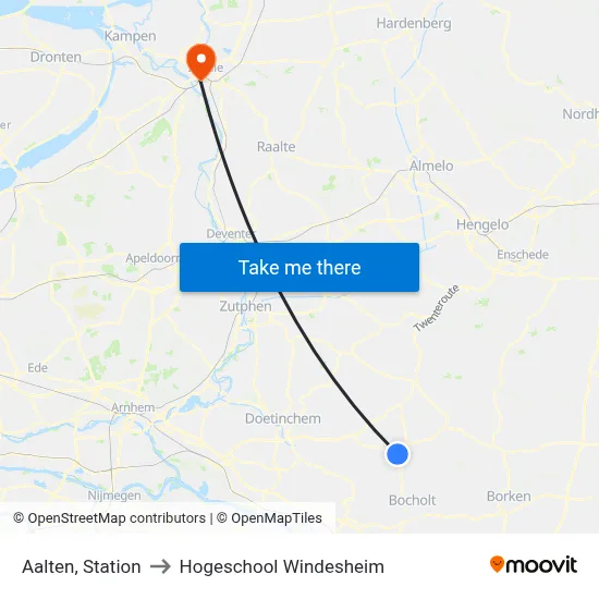 Aalten, Station to Hogeschool Windesheim map