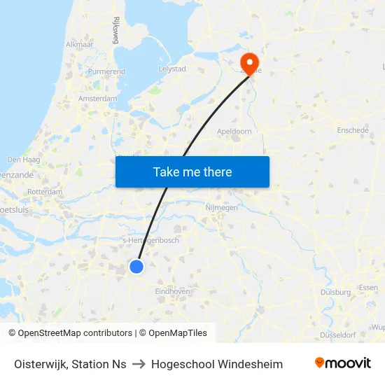 Oisterwijk, Station Ns to Hogeschool Windesheim map
