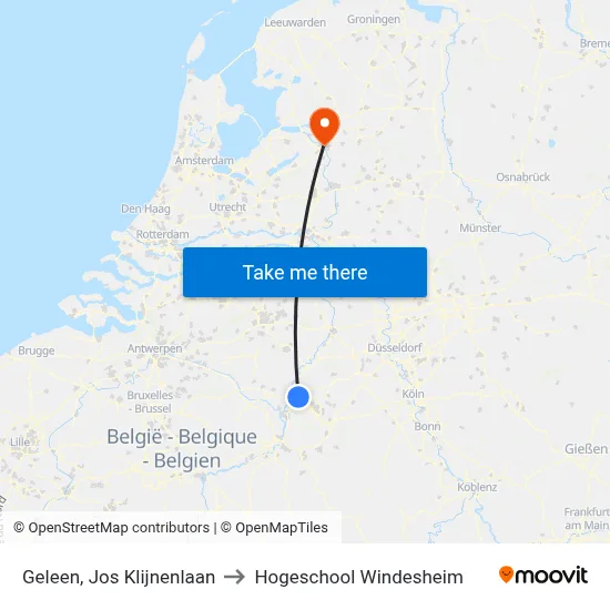 Geleen, Jos Klijnenlaan to Hogeschool Windesheim map