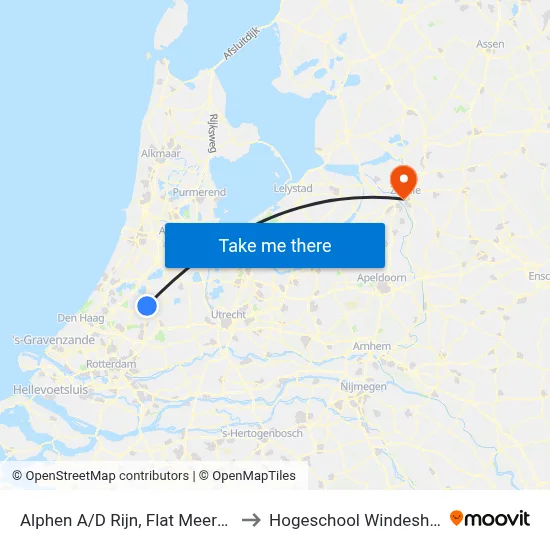 Alphen A/D Rijn, Flat Meerzicht to Hogeschool Windesheim map