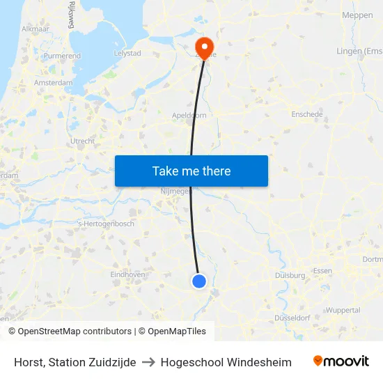 Horst, Station Zuidzijde to Hogeschool Windesheim map