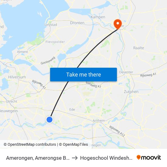 Amerongen, Amerongse Berg to Hogeschool Windesheim map