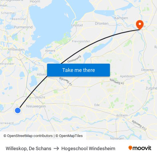 Willeskop, De Schans to Hogeschool Windesheim map