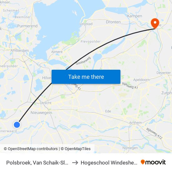 Polsbroek, Van Schaik-Sluis to Hogeschool Windesheim map