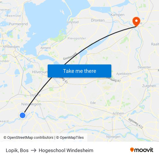 Lopik, Bos to Hogeschool Windesheim map