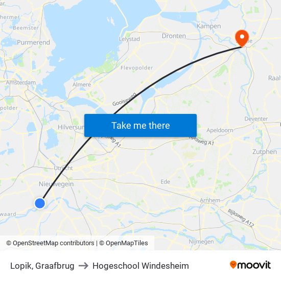 Lopik, Graafbrug to Hogeschool Windesheim map