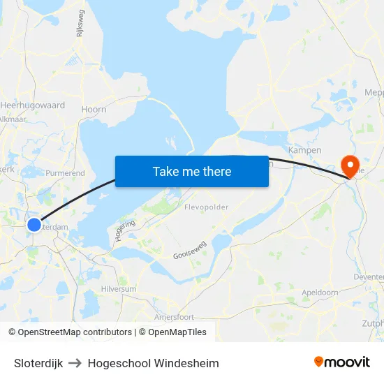 Sloterdijk to Hogeschool Windesheim map