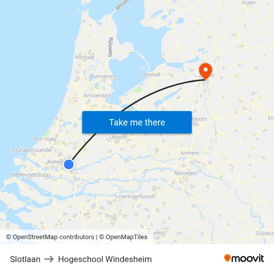 Slotlaan to Hogeschool Windesheim map