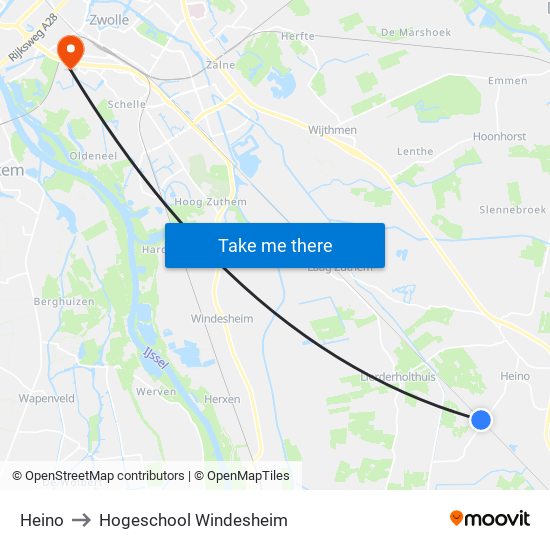 Heino to Hogeschool Windesheim map