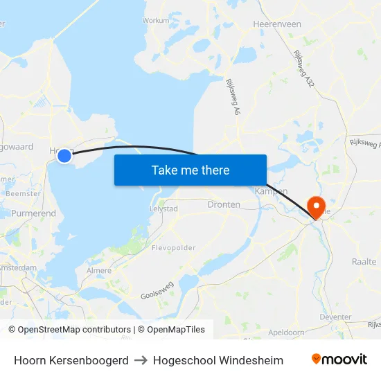 Hoorn Kersenboogerd to Hogeschool Windesheim map