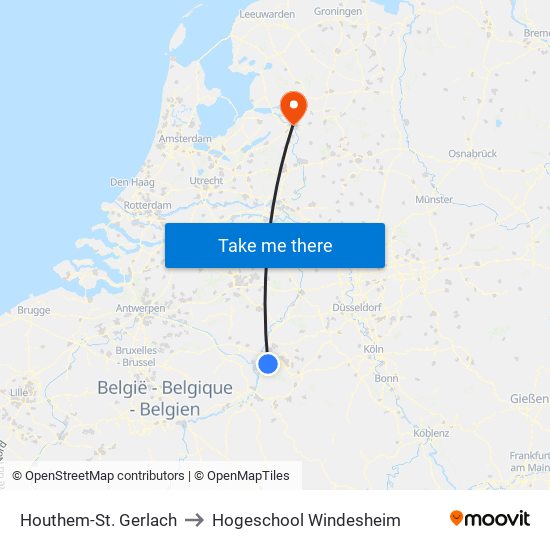Houthem-St. Gerlach to Hogeschool Windesheim map
