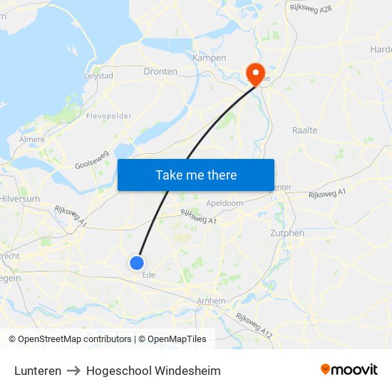 Lunteren to Hogeschool Windesheim map